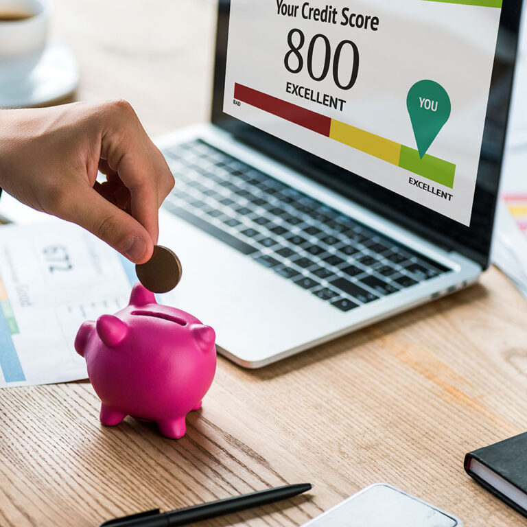 Computer screen showing a credit score of 800